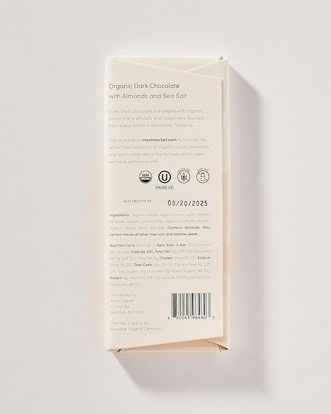 Organic Dark Chocolate with Almonds and Sea Salt