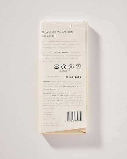 Organic Oat Milk Chocolate Bar 50% Cacao
